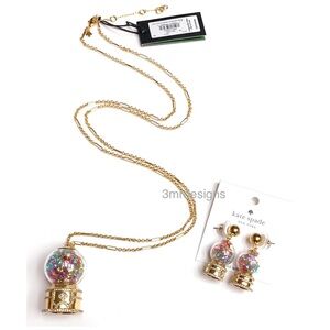 NWT Kate Spade♠️TREAT YOURSELF GUMBALL 12-K Gold Plated Earrings & Necklace Set